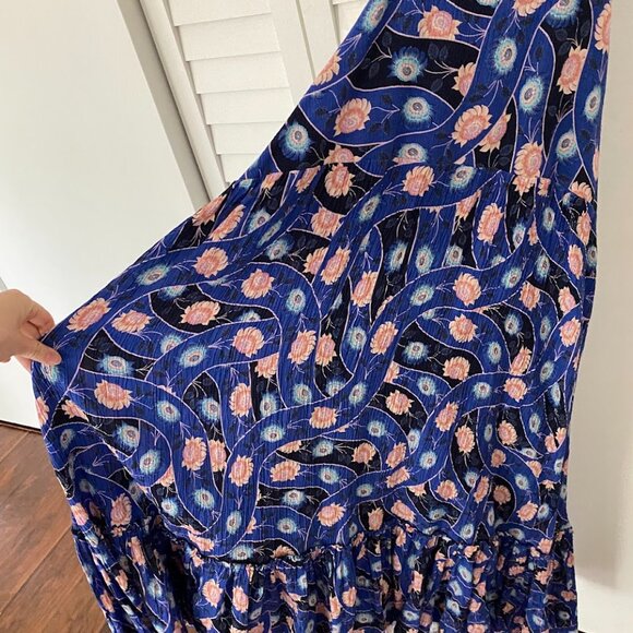 Agua Bendita Caprice Boreal Maxi Dress – Cutout Lace-Up Linen Viscose Blend - Picture 9 of 11